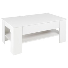 Mesa de centro blanca con cajón mueble auxiliar de salón moderna 110x65x48 cm