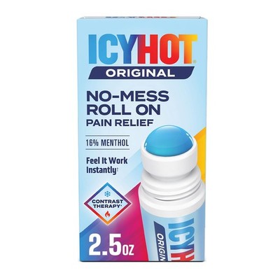 Icy Hot Original Pain Relief No-Mess Roll-On Applicator, 2.5 Fl Oz,
