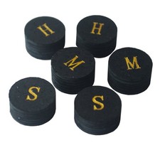 Collapsar 6pcs 14mm Black Multiple Layer Pigskin Pool Cue Tips H M S Mix