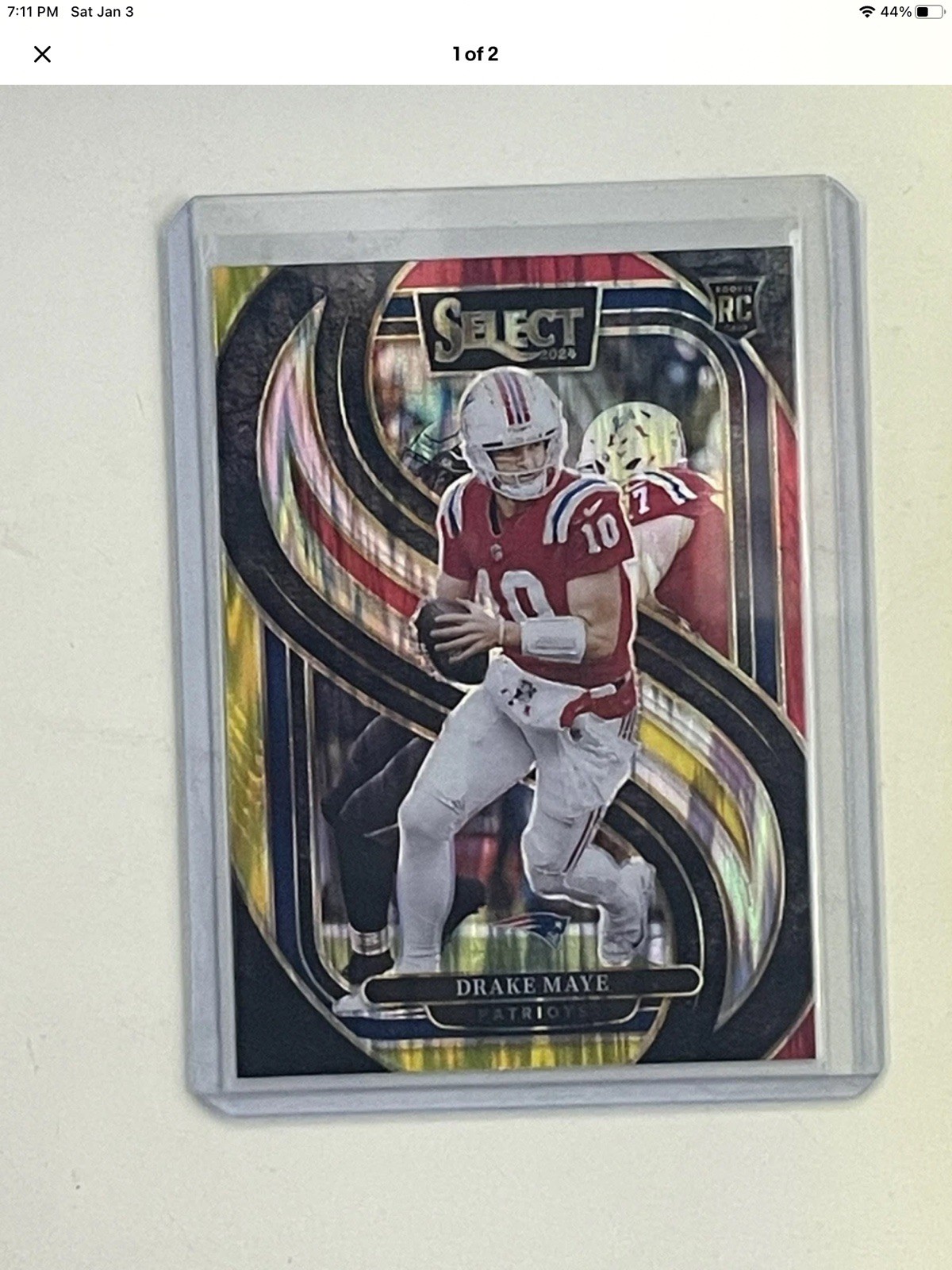 2024 Panini Select - Premier Level Drake Maye #113 Red & Yellow Shock Prizm (RC)