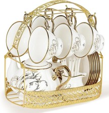 Elegant 22-Piece Gold Tulip Tea Set - Perfect for Afternoon Tea Celebrations