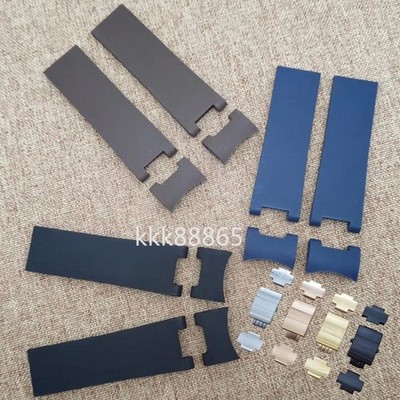 22mm Rubber Watch Band Strap Fits Ulysse Nardin Maxi Marine / Diver Black Blue