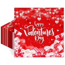 100-Count Happy Valentine  s Day Napkins Disposable Valentine Napkins Red Heart..