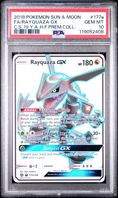 2018 Pokemon Sun Moon Promo Hidden Fates Rayquaza Gx #177A PSA 10
