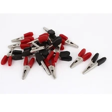 20 Pcs Black Red Insulated Test Work Crocodile Alligator Clips for Charge Cable