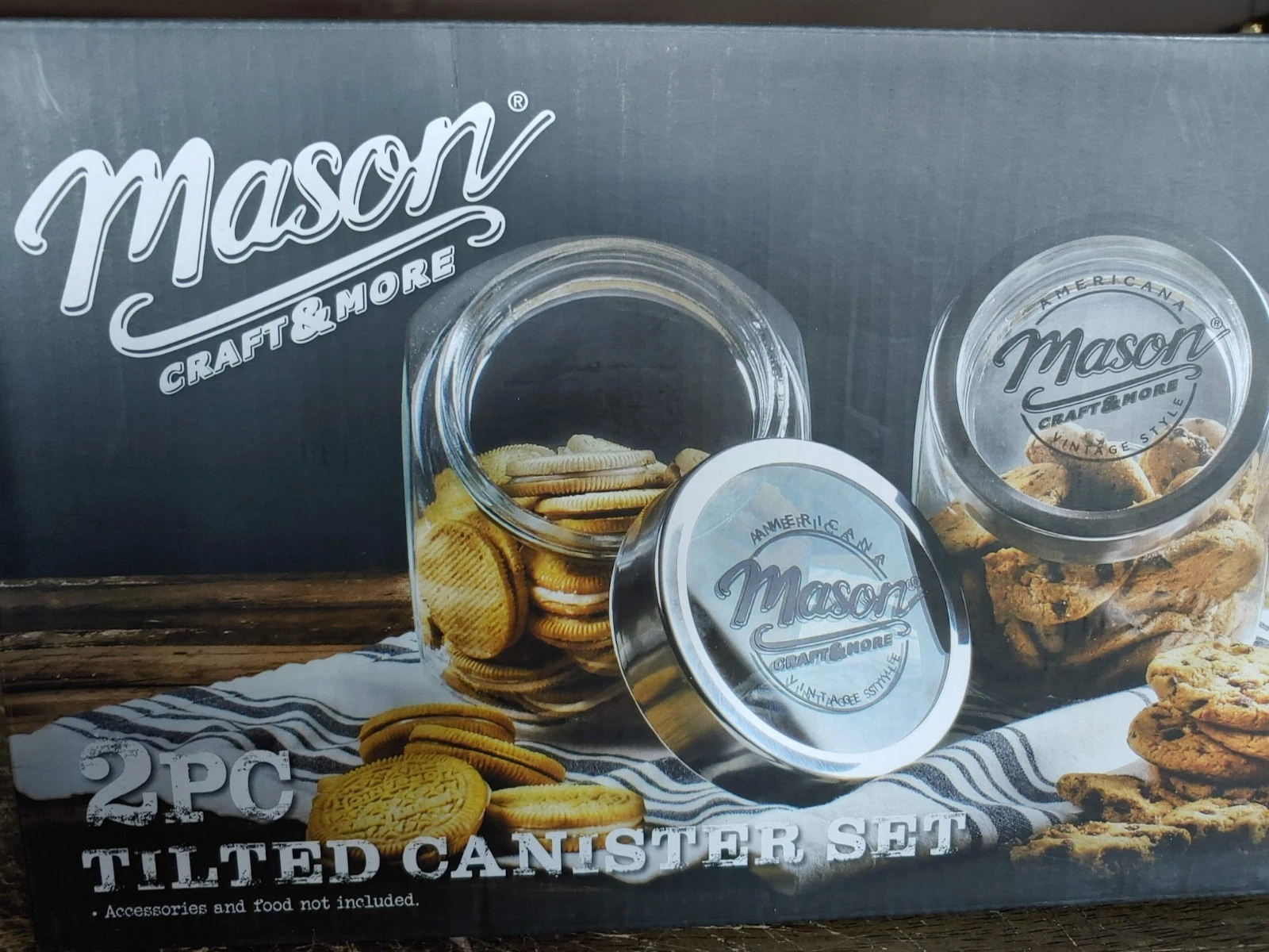 MASON Craft & More 2 Jar Tilted canister set w/lids 74oz capacity NEW in box
Opens in a new window o