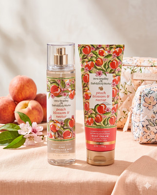 Bath & Body Works x Vera Bradley Peach Blossom Nectar Mist 8oz & Cream 8oz Set