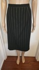 Vintage Escada Pinstripe Pencil Skirt Black Size 44 Margaretha Ley Stunning Wool