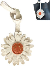 Genuine Leather Flower Decorative Keychain Bag Charm,Purse Charms for White