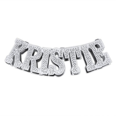 Sterling Silber personalisiert 3D Diamant Akzent Block Name Schieber 10 mm Fischgrät