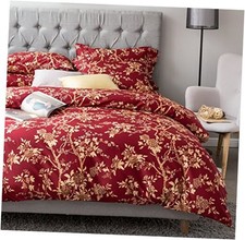 Eastern Floral Chinoiserie Blossom Print Duvet Quilt Cover Navy King Garnet