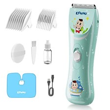 Baby Hair Clipper Light Green USB Cordless IPX7 Washable Low Noise Ceramic Blade