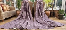 LAURA ASHLEY PUSSY WILLOW GRAPE LINED CURTAINS 85" DROP BY 76" WIDTH