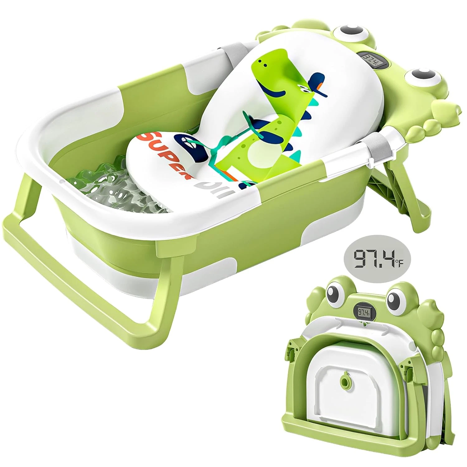 Collapsible Baby Bathtub Thermometer Soft Cushion Foldable Travel Tub0-36M Green
Opens in a new wind
