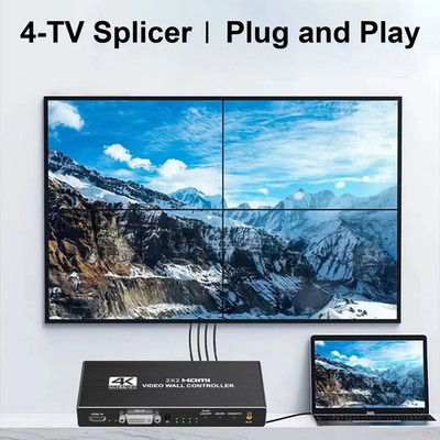 2X2 Video Wall Controller 1080P 4K DVI HDMI Video Wall Processor 1x2 1x4 1x3 2x1