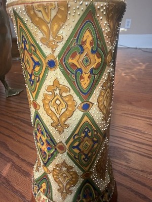 Limoges France Porcelain Vase Victorian Art Nouveau Hand Painted Gilt Enamel