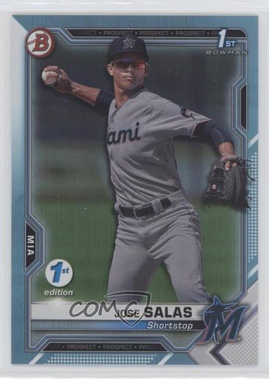 2021 Bowman 1st Edition Sky Blue Foil Jose Salas #BFE-110 0c3e