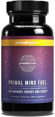 Brain Supplement by Primal Harvest, Primal Mind Fuel Brain Booster 30 Capsules