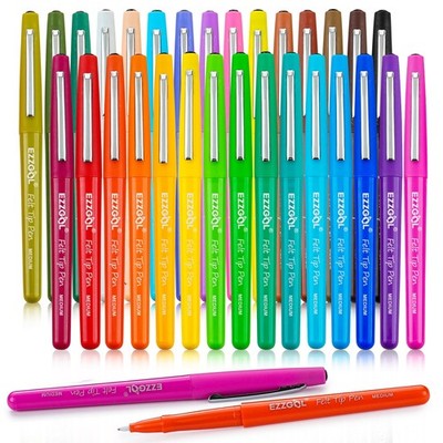 30 Colors Felt Tip Pens, 30 Pack, 0.7mm Premium Medium Fine Point, Felt Tip M...