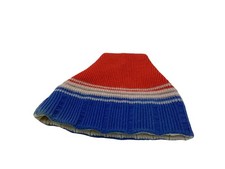 Vtg 80s Wigwam 100 Pure Virgin Wool Beanie Ski Cap Hat Red Blue Retro Stripe