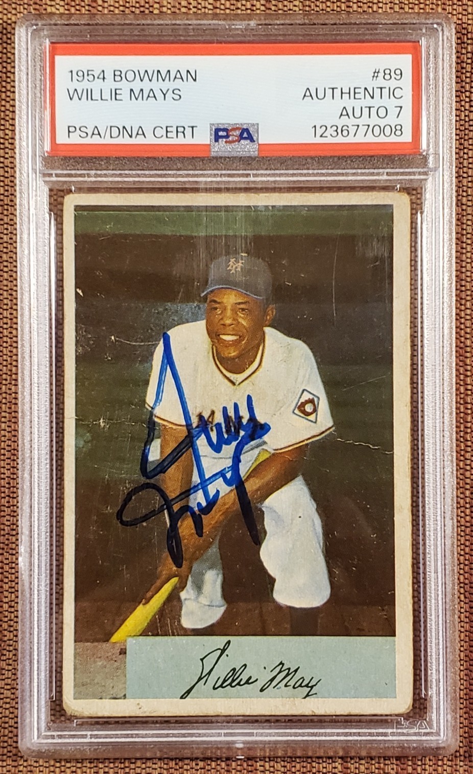 1954 Bowman #89 Willie Mays New York Giants Original Baseball Card PSA/DNA Auto