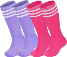 4 Pairs Kids Soccer Socks Baseball Softball Youth Athletic Boys Girls Knee High