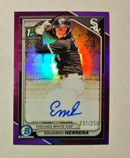 Eduardo Herrera 2024 1st Bowman Chrome AUTO PURPLE REFRACTOR 231/250 Raw RC C6