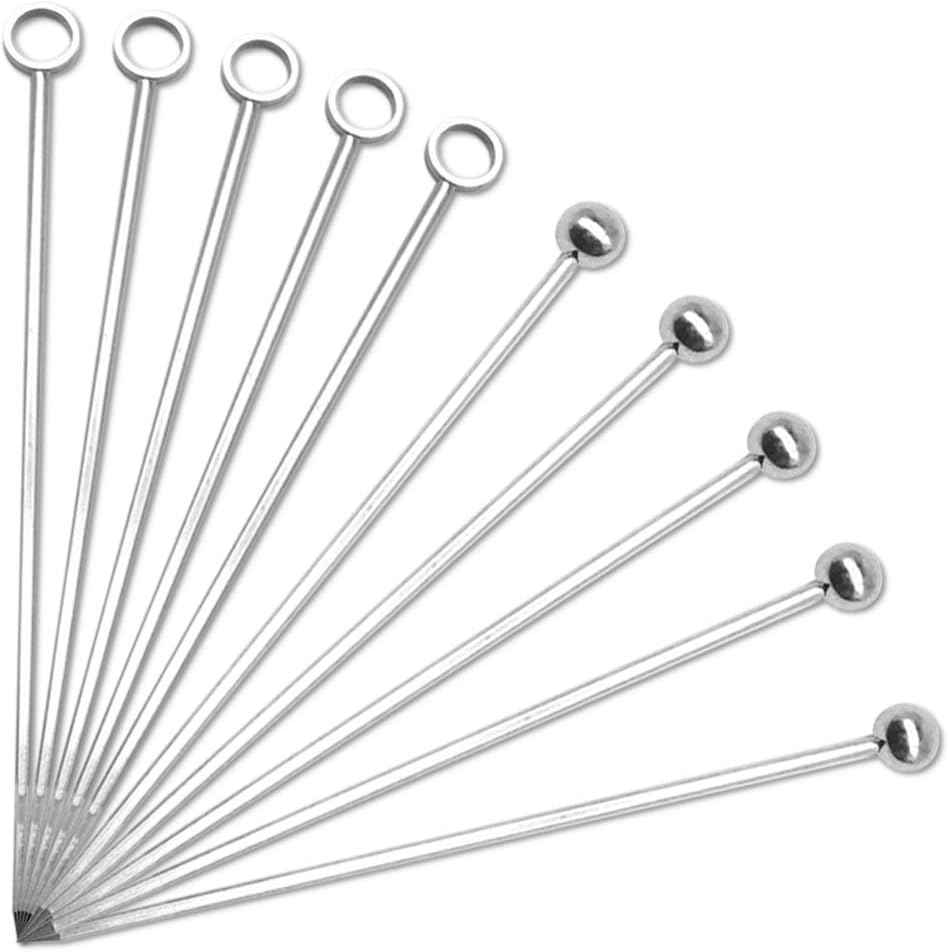10 Pack Stainless Steel Cocktail Picks, Reusable Fruit Sticks Metal Martini Skew