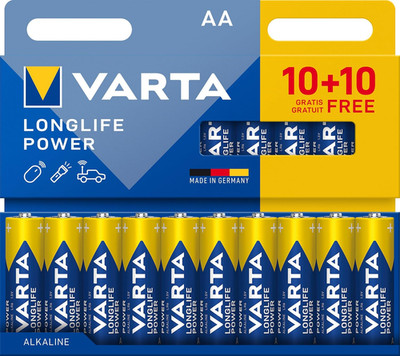 VARTA Batterien AA, 20Er Pack (10+10), Longlife Power - Alkaline Mignon Batterie
