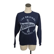 Disney Parks Unisex Navy Blue Disneyland Long Sleeve Sweatshirt Size Small Logo