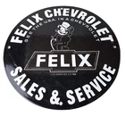 Vintage Chevrolet Sign - Service Gas Pump Chevy Felix the Cat Porcelain Sign