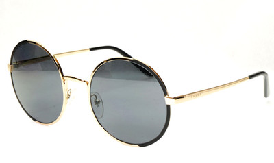 New PRADA SPR59X QE3-5Z1 54mm Black Gold PRZ Polarized Round Sunglasses Italy