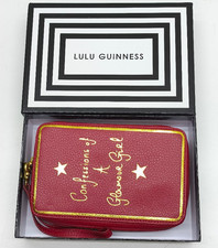 Lulu Guinness red leather Confessions of a Glamour Girl Diary clutch bag