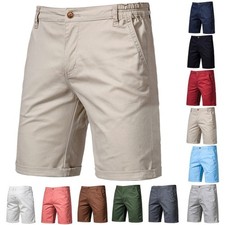 Mens Stretch Chino Shorts Summer Cotton Cargo Combat Casual Golf Half Pants Hot
