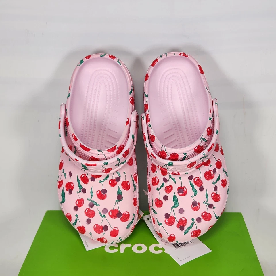 Классические сабо из свежих фруктов Crocs для больших детей размер 3 — вишня/розовое молоко - Изображение 3 из 4