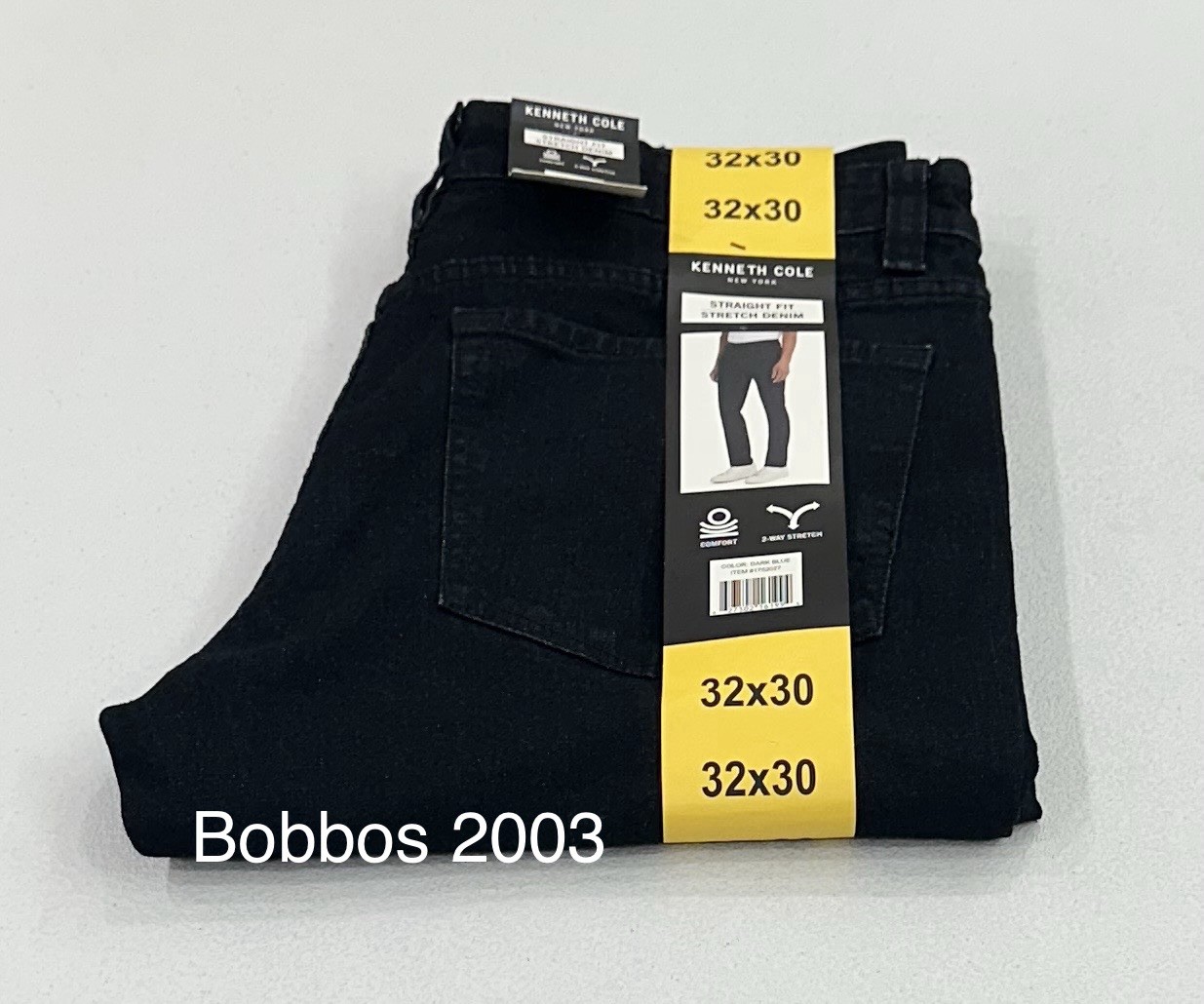 Kenneth Cole Men’s Straight Fit Stretch Denim Jeans, Dark Blue, Size 32X30