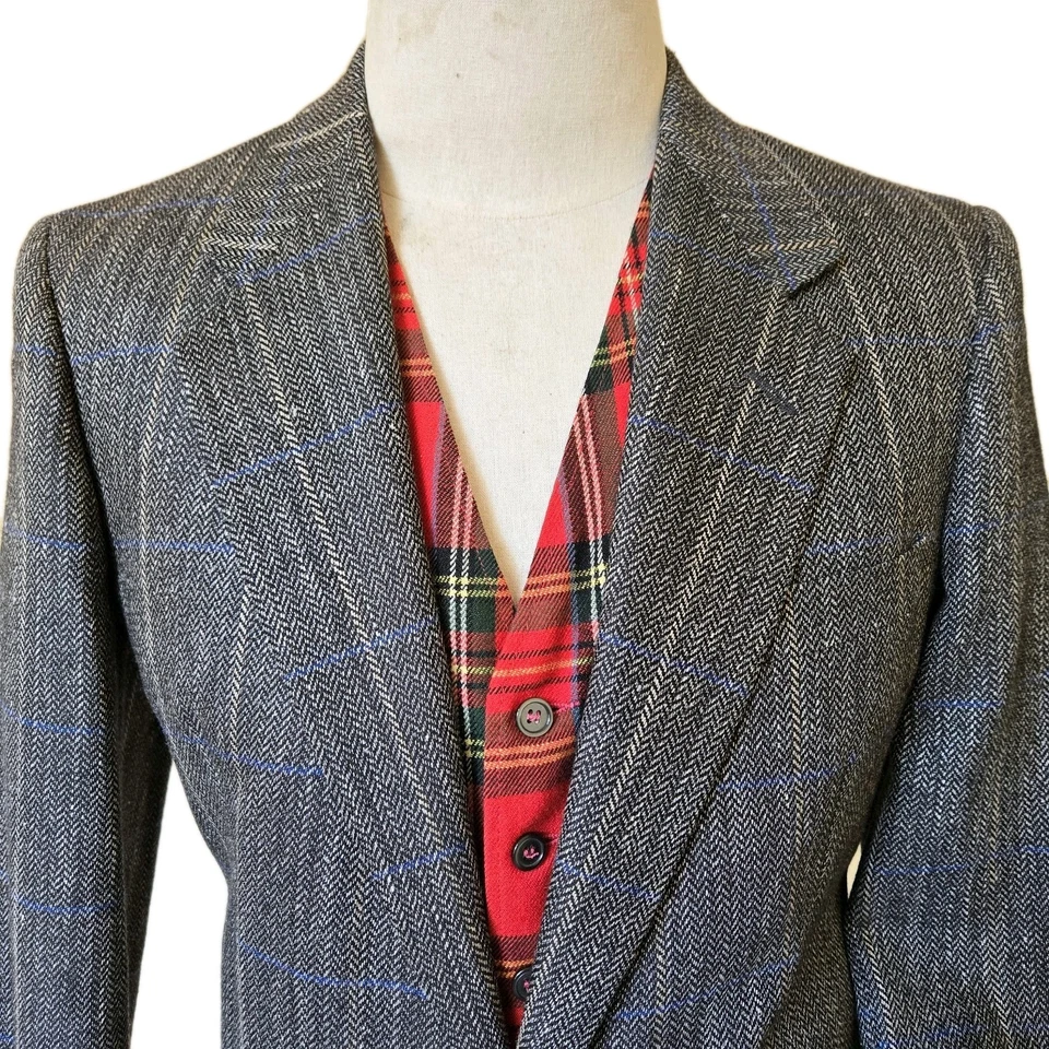 Blazer Lubiam Gris Seda Lana Espiga Ventana Para Hombres 42R Cerruti 1881 Chaqueta Foto 3 de 4