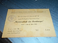TICKET CHAMPIONSHIP OF HAMBURG SPRING TUNIER 1951 TENNIS