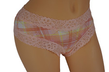 .VTG VICTORIA'S SECRET PINK COTTON LACE TRIM CHEEKY PANTY L