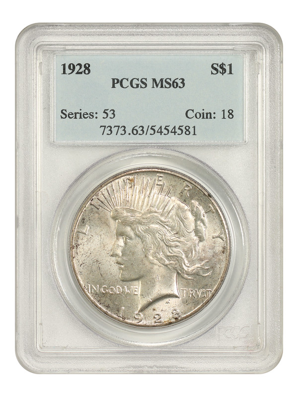 1928 $1 PCGS MS63 - Peace Dollar - Key Date