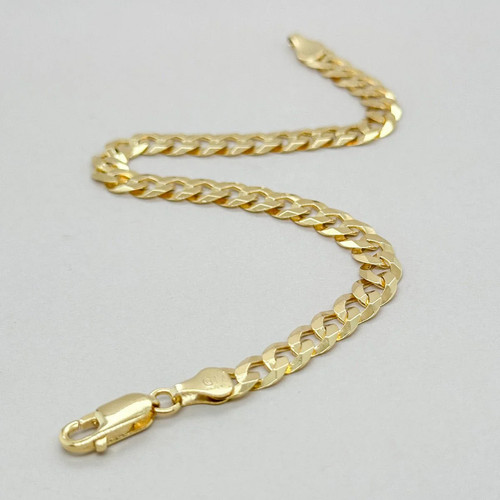 Brazalete de eslabones cubanos chapado en oro amarillo de 6 mm de 8" - Imagen 3 de 4