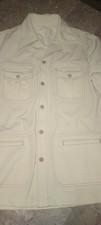 Vintage 1970s Men's Beige Jacket Size M Disco Retro Western Rocker Some Stain Rd