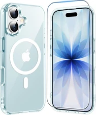 Temdan for iPhone 17 Case Clear Blue with Screen Protector, A-Blue 