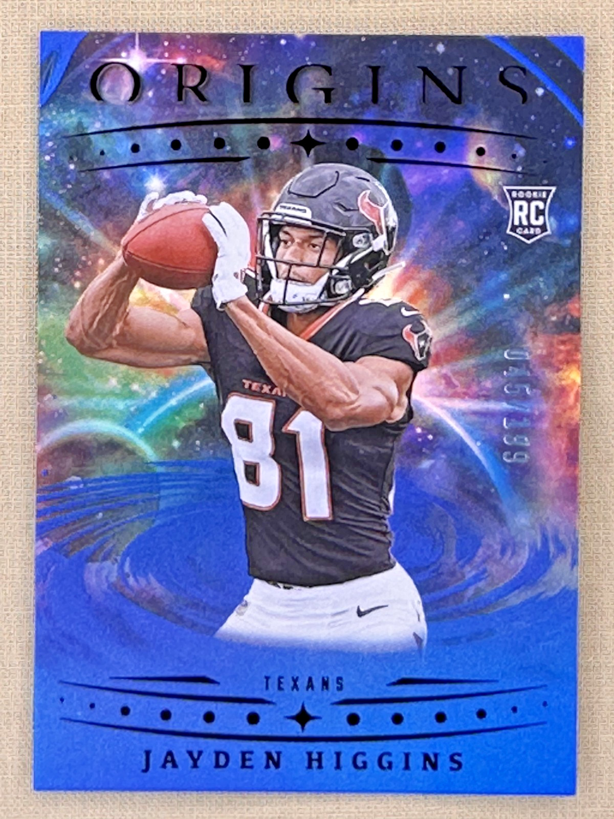 2025 Panini Origins Jayden Higgins RC Holo Blue /199 Houston Texans WR #132