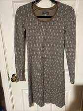 Ibex 100% Merino Wool Juliet Annies Gray Long Sleeve Dress Size: XS Made in USA