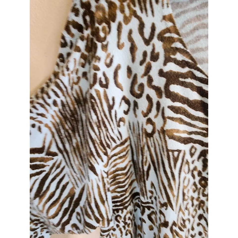 Cárdigan MAGGIE BARNES Azul y Marrón Estampado Animal Abotonado 2X 22/24 Foto 4 de 4