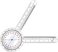 Goniometer 12 Inch, Transparent Orthopedic Angle Ruler Plastic Goniometer, 360