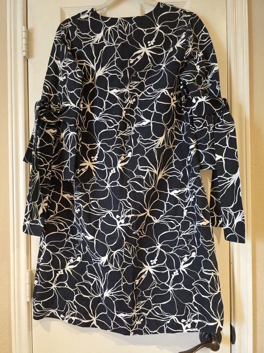 Carolina Herrera Black N White Floral Print Tunic Dress Xs | eBay