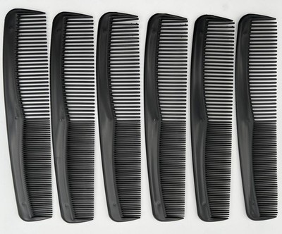Hair Dressing Comb Set   8 Inch Black Plastic Coarse & Fine Hair Comb for All...