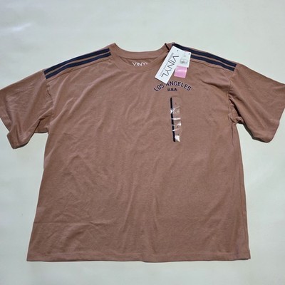 Los Angeles Vinyl Threads T-Shirt Women's brown Jersey, size L.